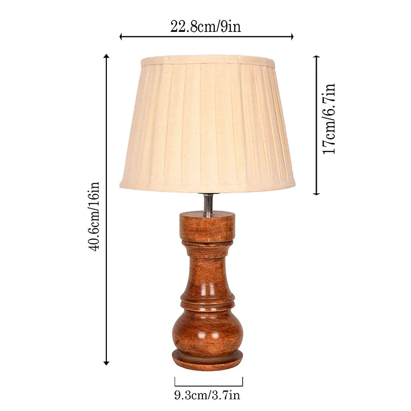 Pleated Rook Wooden Table Lamp - Ivory,Brown media 6