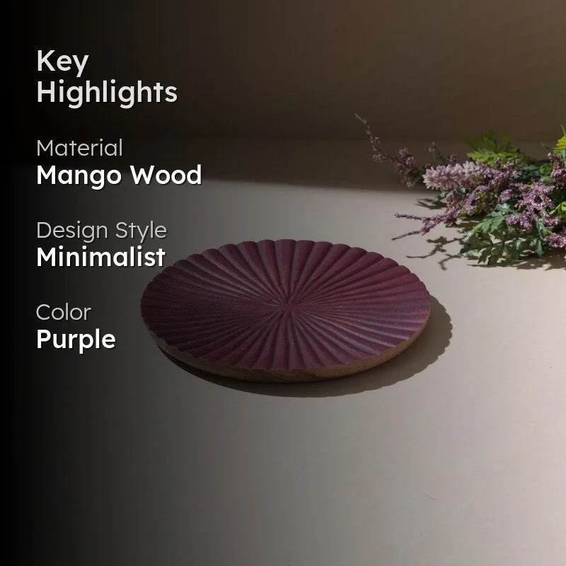 Opulence Handcrafted Mango Wood Platter - Plum media 2