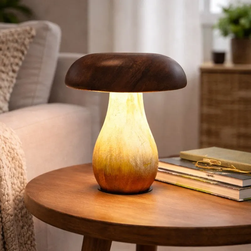 Shrooma Mushwoom Wooden Table Lamp - Brown media 3