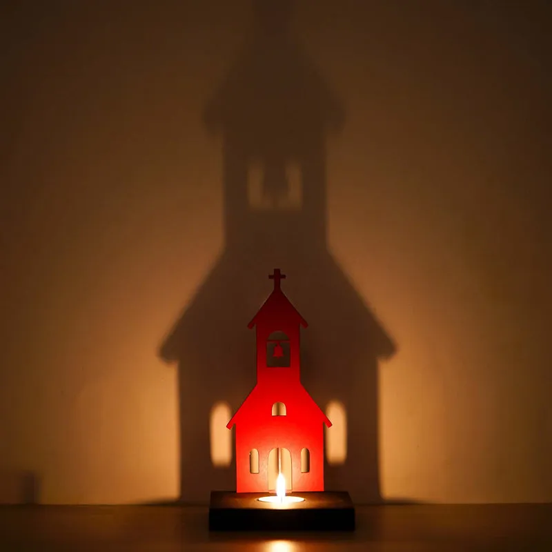 Steaple Of Light Wood Tea Light Holder - Red media 6