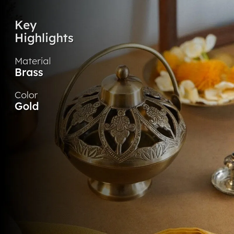 Mridanka Brass Incense Holder media 2