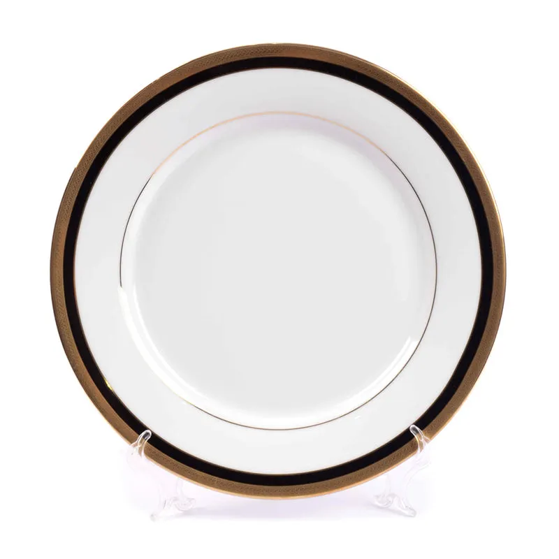 Vienna 24k Gold Brushed Porcelain Dinner Set (Blue) - 41 Piece Set media 7