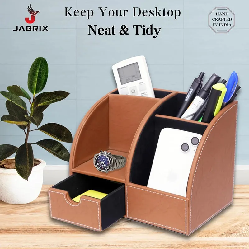 Sorrell Faux Leather Desk Organiser - Light Brown media 7