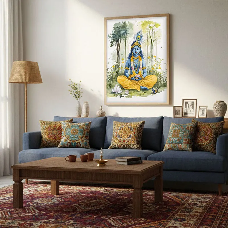 Sacred Balachandra Spiritual Archival Paper Wall Painting - Natural Brown Frame media 4