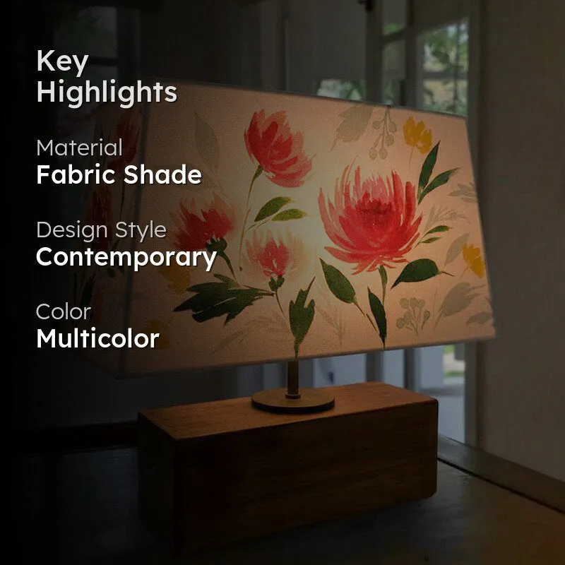 Xeno Flora Handpainted Fabric Table Lamp - Multicolor media 2