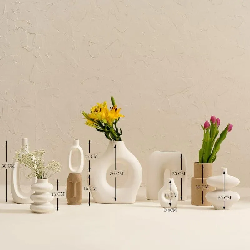 Minimalist Ceramic Donut Vase - Set of Nine media 4