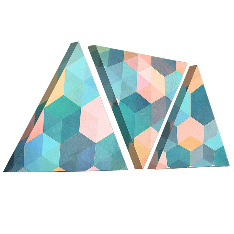 Pastel Hive Geometric Canvas Wall Art - Set Of Three media 3