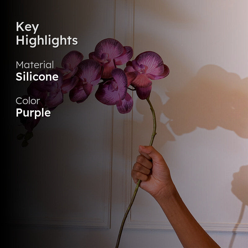 Faux Silicon Orchid Flower Stick (Purple) - 38 CM media 2