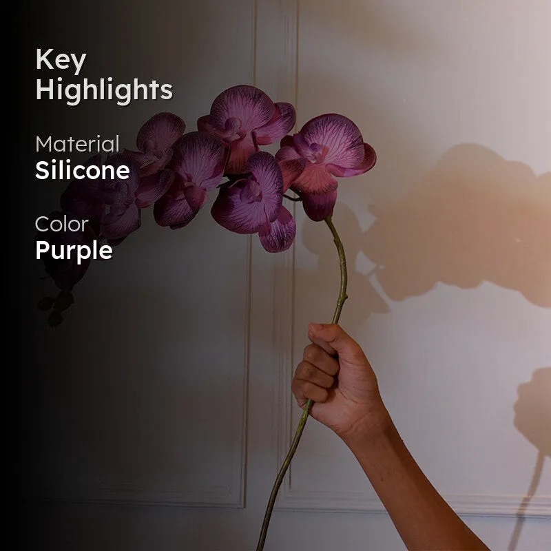 Faux Silicon Orchid Flower Stick (Purple) - 38 CM media 2