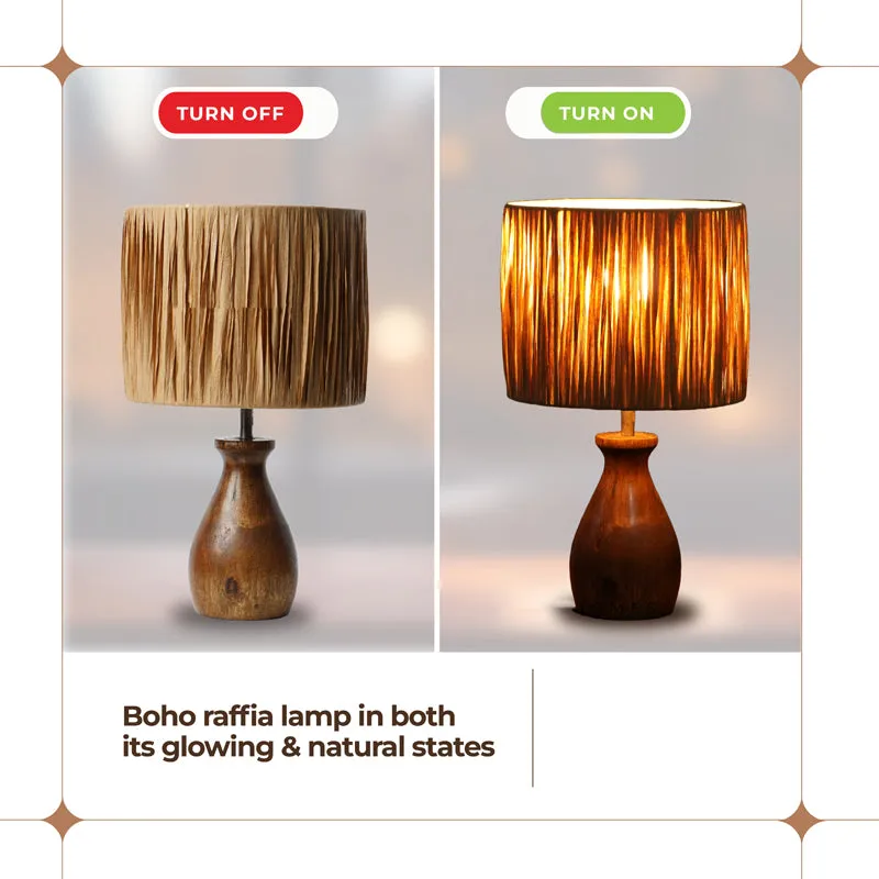 ArcLit Rattan Mango Wood Table Lamp - Beige media 4