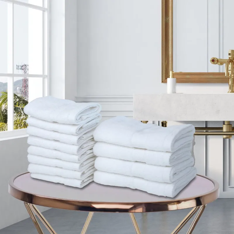 Miorah Hand & Face Towel Combo (White) - Set Of Twelve media 1