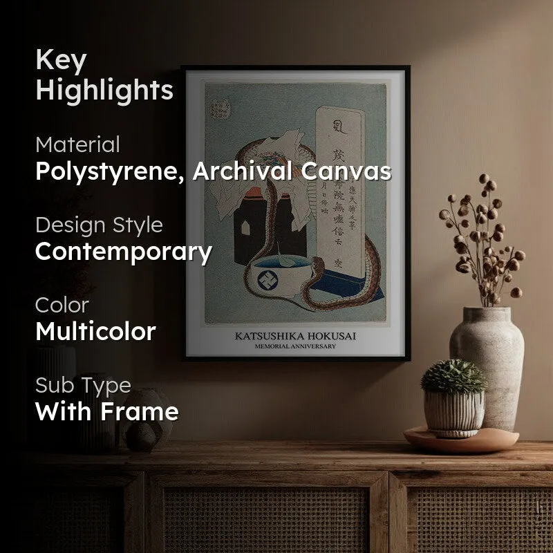 Memorial Anniversary Katsushika Hokusai Archival Canvas Wall Painting - Black Frame media 2