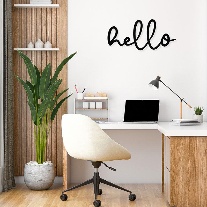 Hello Black Iron Wall Accent