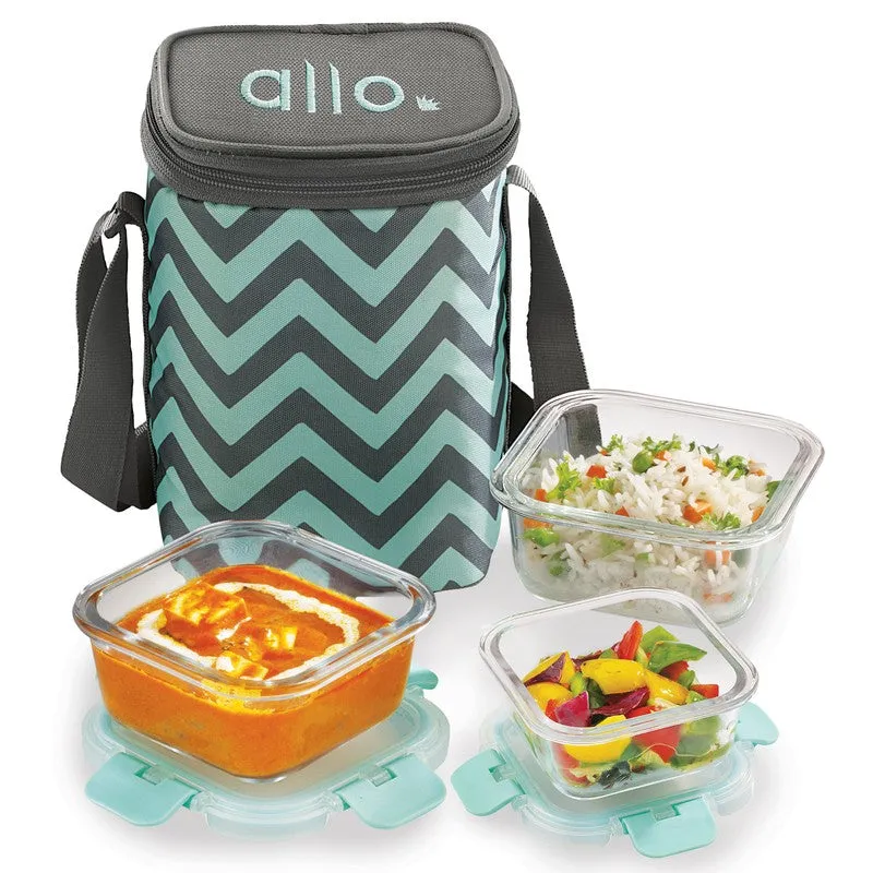 Tifzor Leak Proof Glass Lunch Box with Bag- Set of Three media 5