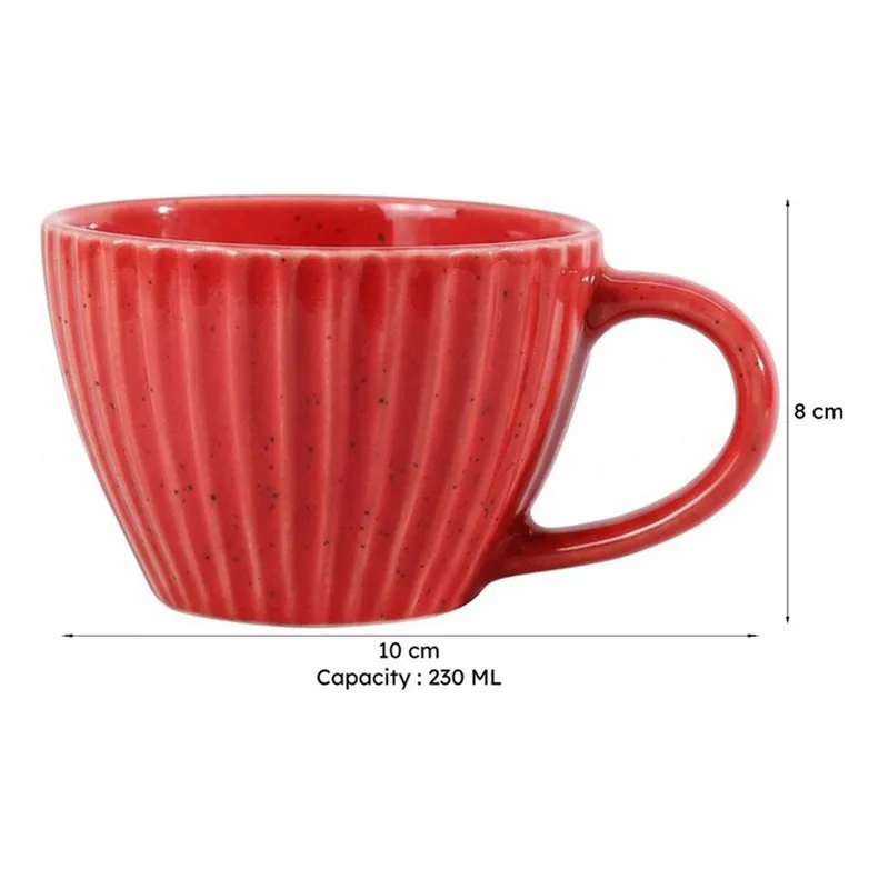 Agnese Ceramic Tea Cup (230 mL)/Red) media 7