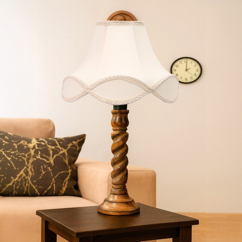Elvane Zyra Wooden Table Lamp - OffWhite media 4