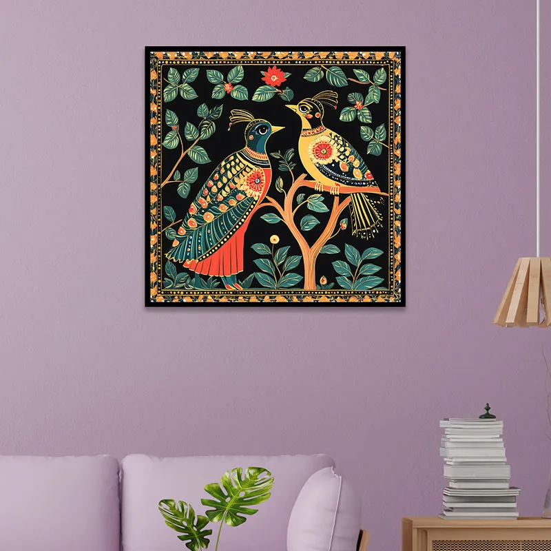 Tribal Birds Canvas Wall Art With Frame media 1