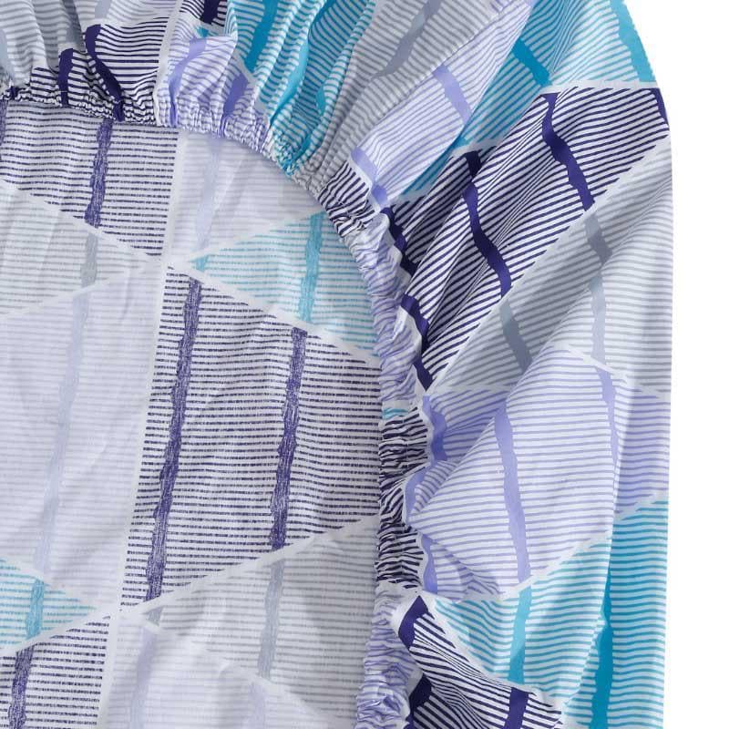 Trio Frenzy Fitted Cotton Bedsheet (Blue) - 400 TC media 4