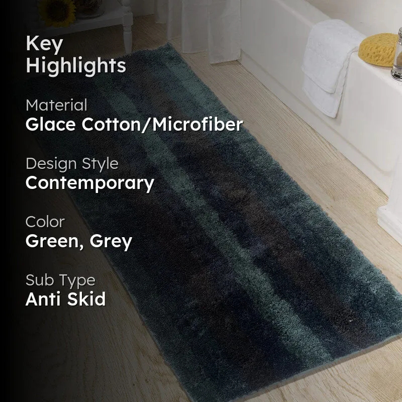 Jericho Luxe Micro Fiber Runner Rug - Green, Grey media 2