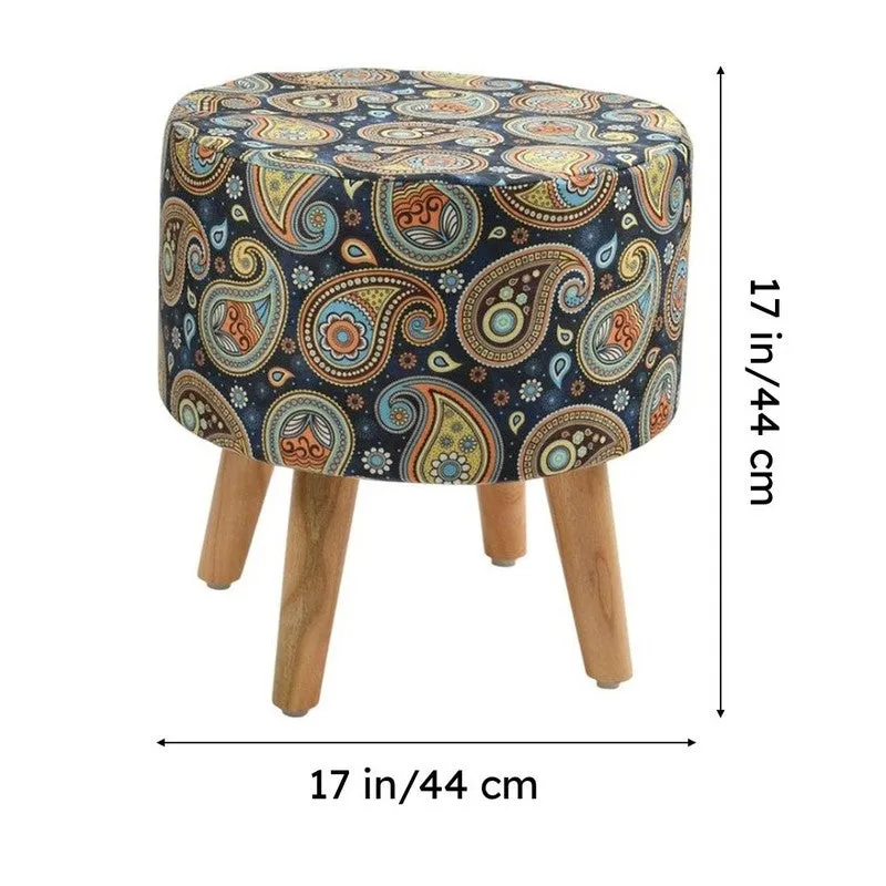 Navine Paisley Multicolor Engineered Wood Ottoman - 7