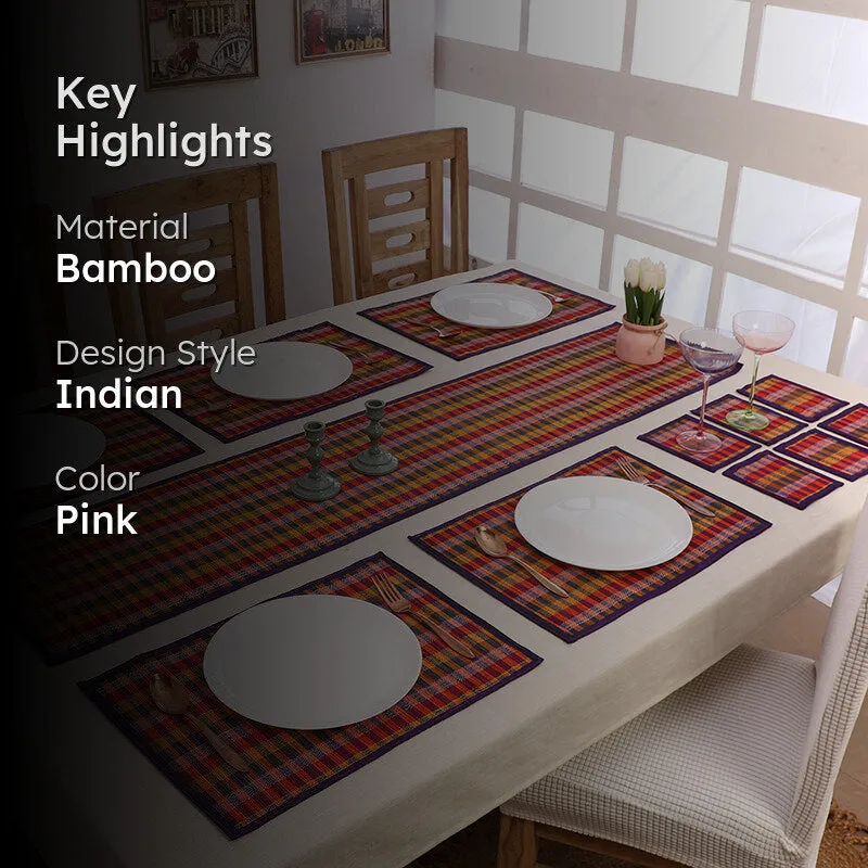 Chequered Zen Bamboo Kitchen Linen Set (Purple) - Thirteen Piece Set media 2