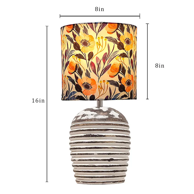 Poppy Peach Carved Fabric Table Lamp - Multicolor media 5