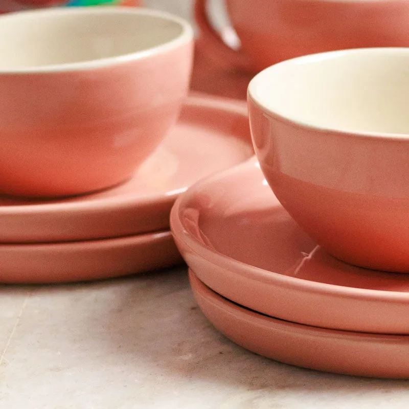 Blush & Brew Cup & Saucer (Pink/240 mL Each) - Set of Six - 5