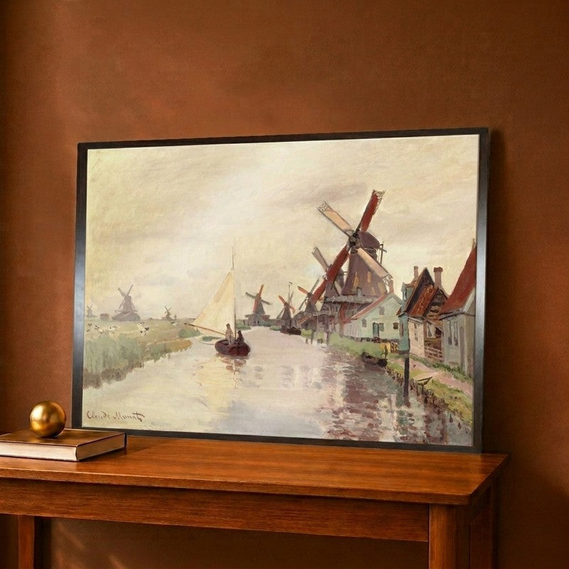 Windmill in Holland Canvas Wall Painting - 18 x 12 Inches