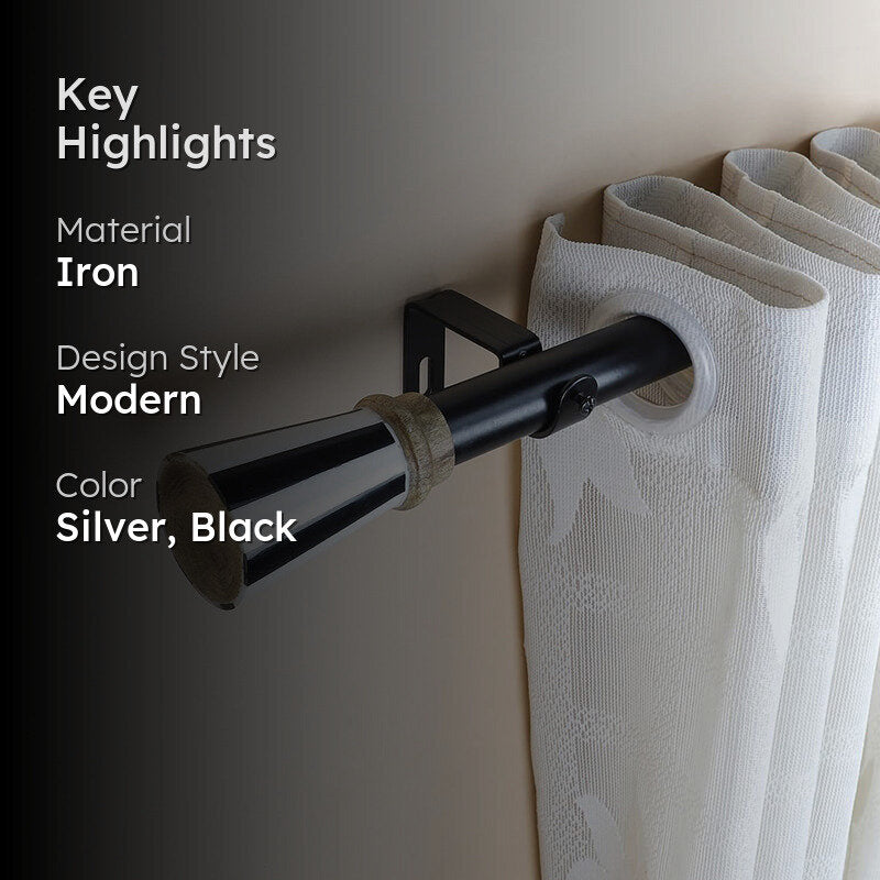 Stratos Extendable 1" Single Curtain Rod With Urn Finial & Brackets media 2