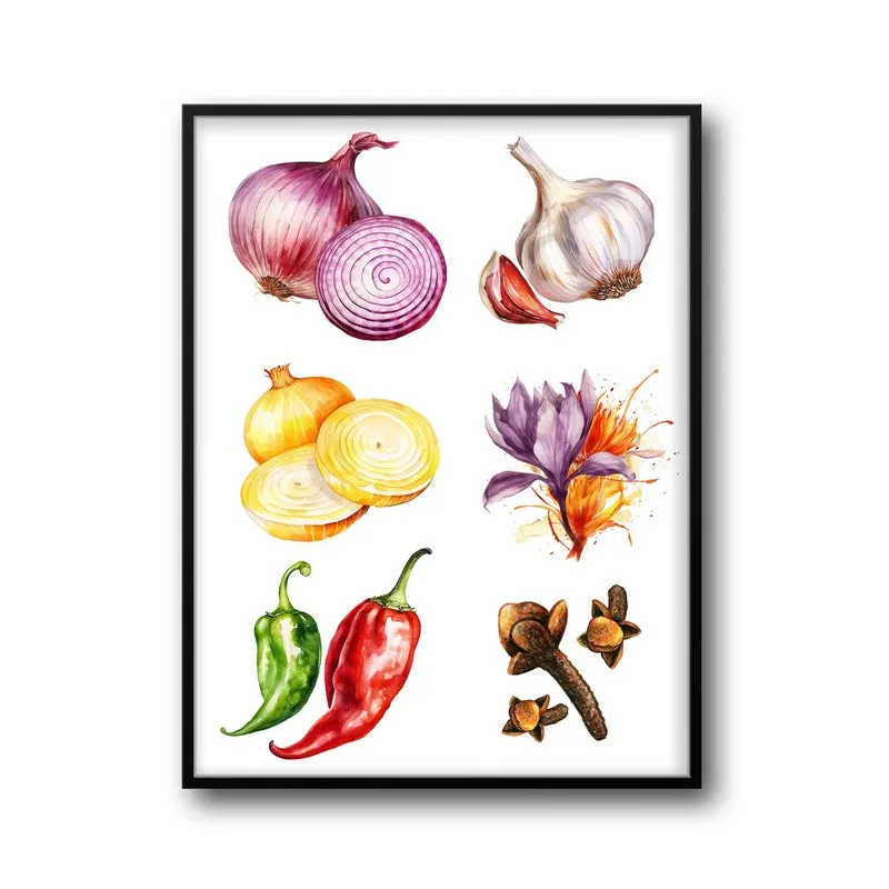 Allium Bouquet Framed Canvas Wall Painting media 6