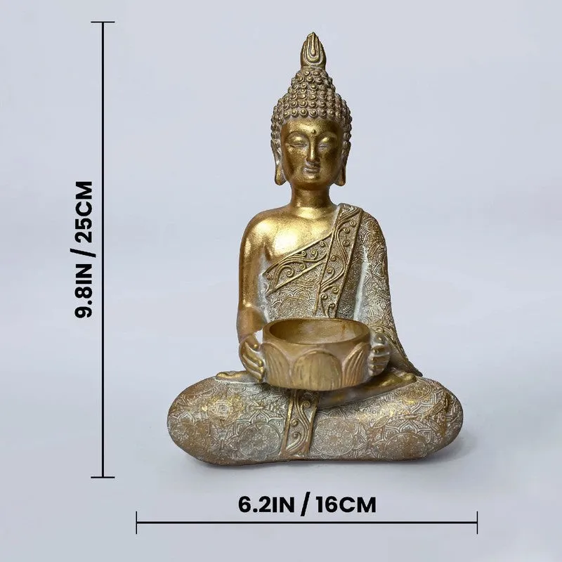 Meditative Golden Buddha Tealight Candle Holder media 6