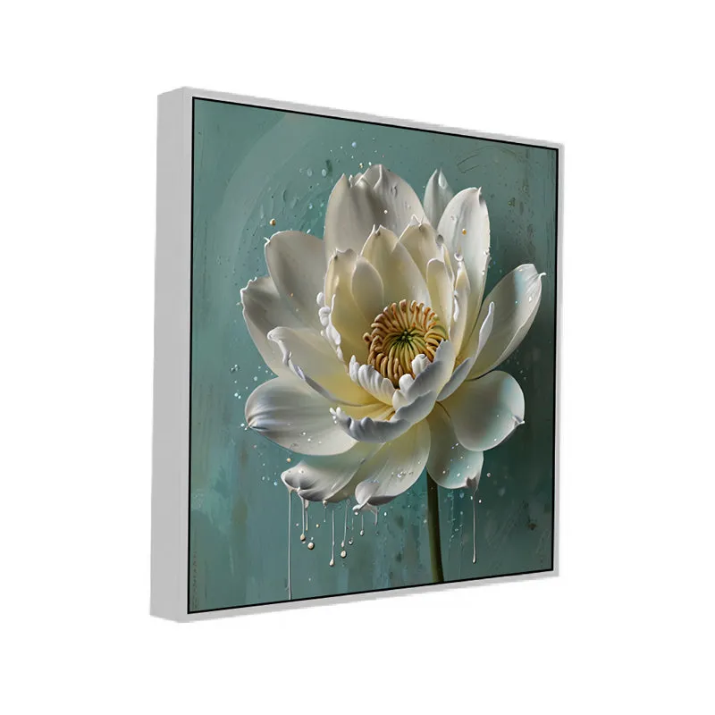 Painted Water Lily Canvas Wall Art With Frame media 3