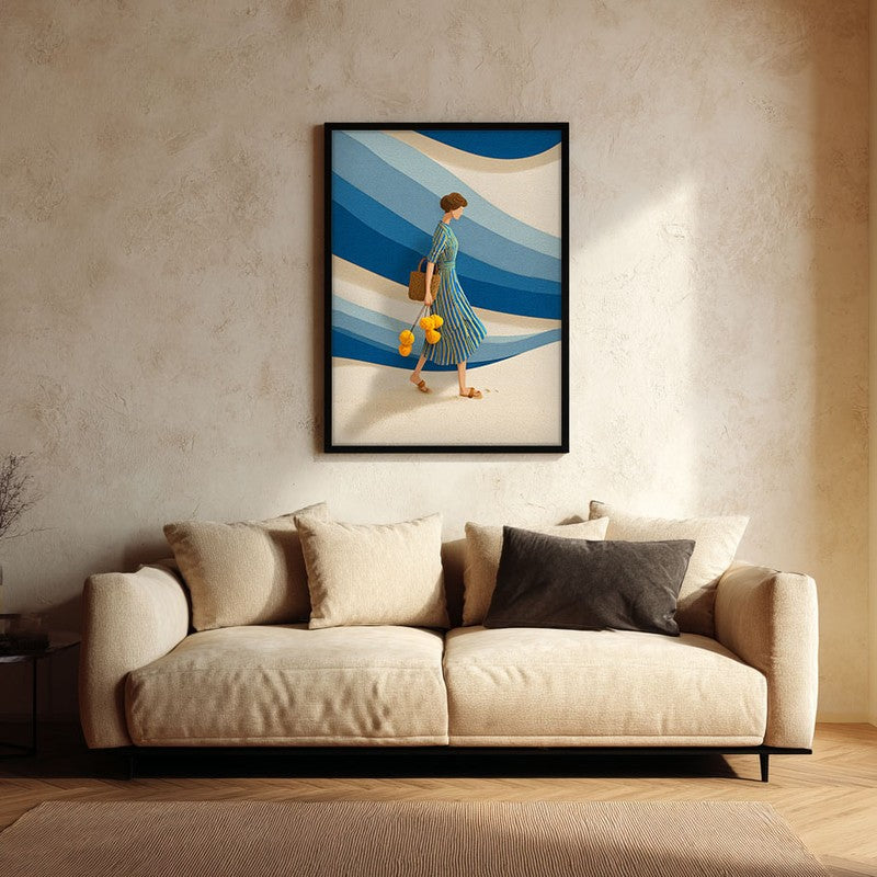 Esmora Travel Illustration Canvas Wall Painting With Black Frame