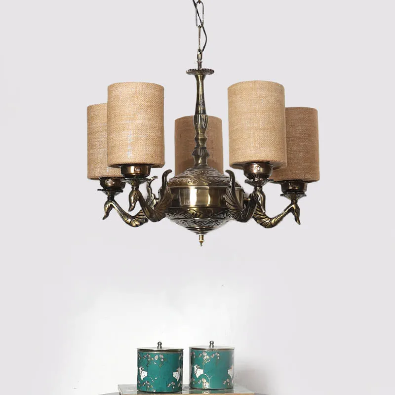 Taruna Cylindrical Golden Antique Ceiling Lamp media 2