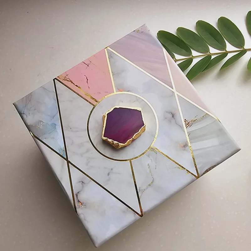 Vinayaka Agate & Marble Tealight Candle Holder - Pink media 5