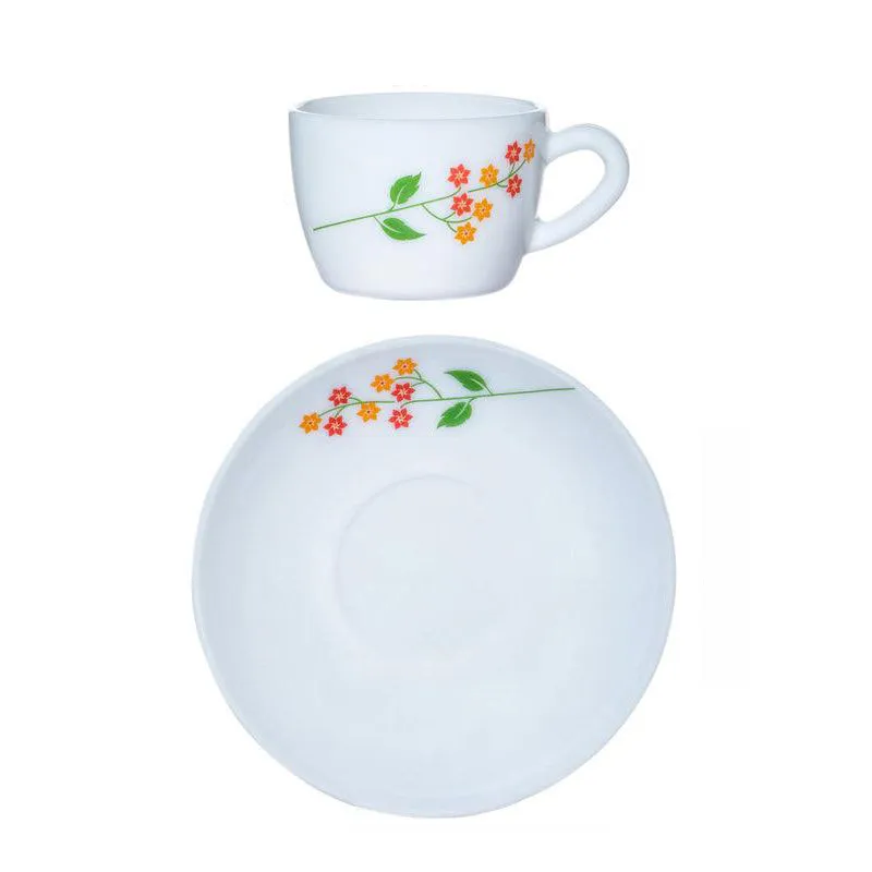 Cello Flowery Max Mug Cup & Saucer (130 ML) - Twelve Piece Set media 5