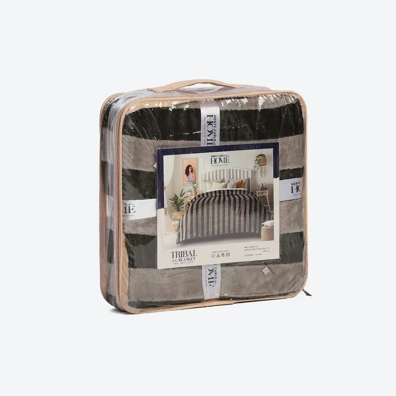 Monte Carlo Strivon Bold Stripes Polyester Blanket (Olive Green) - 300 GSM media 7