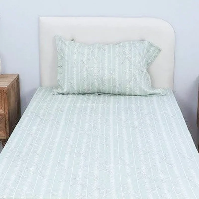 Grassy Flora Printed Cotton Bedsheet (Green) - 200 TC media 4