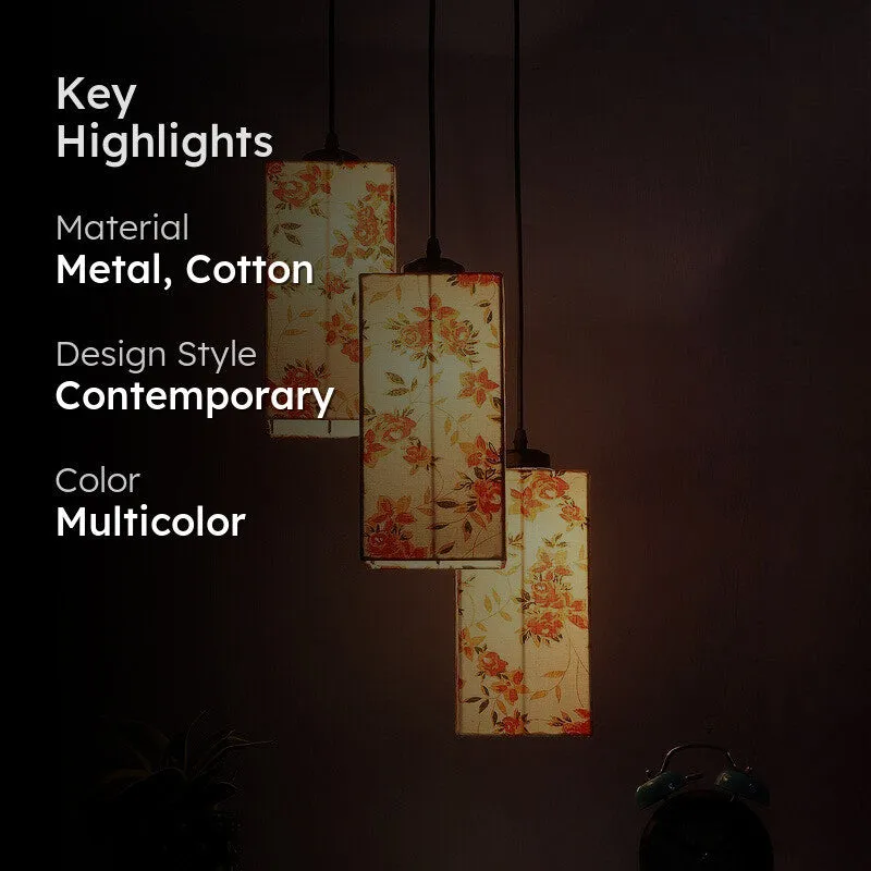 Warm Ivory Triple Metal Ceiling Lamp - White & Orange media 2