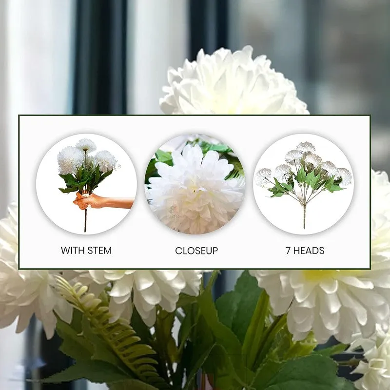Hortensia Silk Chrysanthemum Artificial Flower - White media 5
