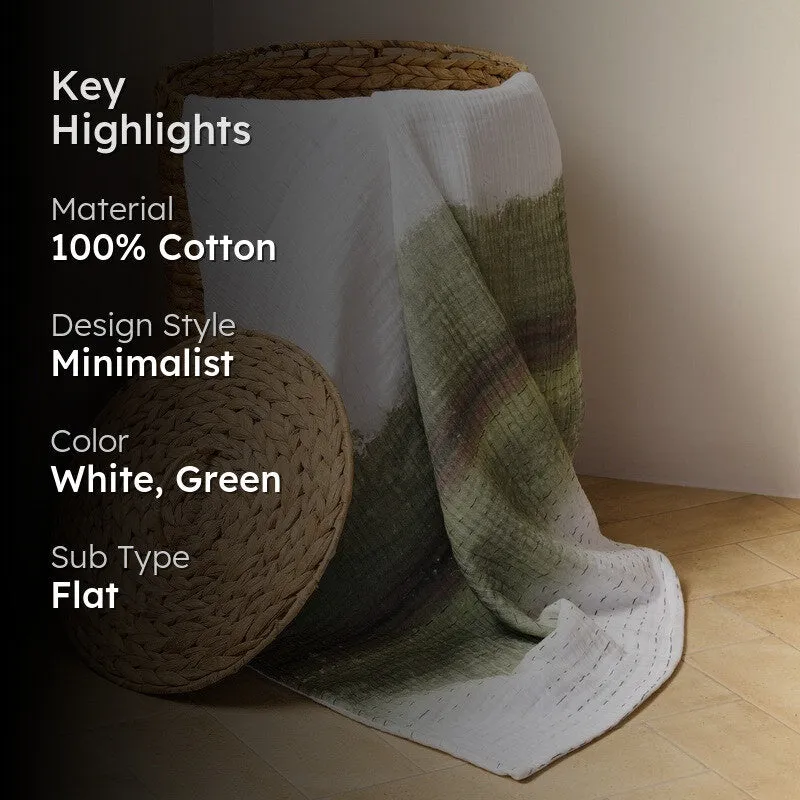 Rang Mahal Cotton Bath Towels - White, Green media 2