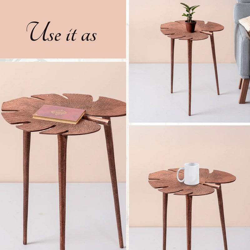 Monstera Leaf Accent Table - Copper media 3