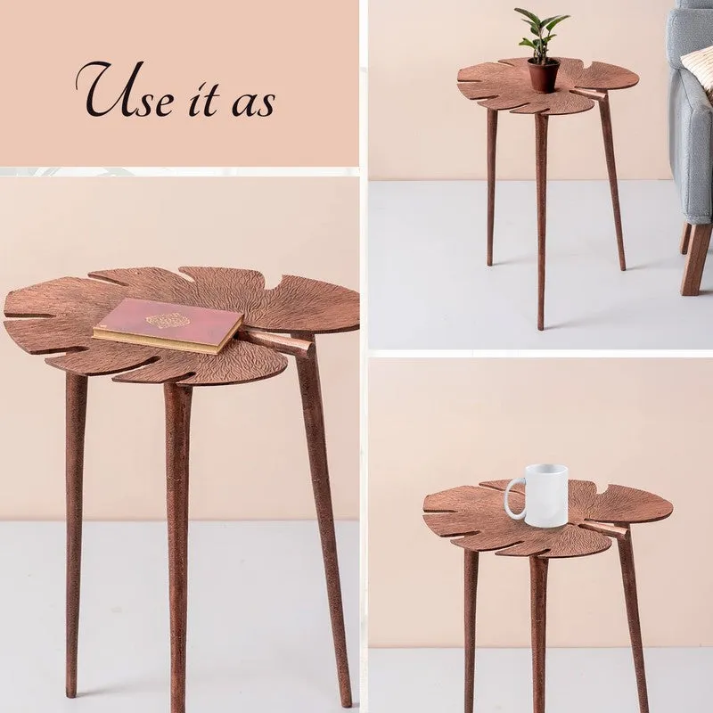 Monstera Leaf Accent Table - Copper media 3