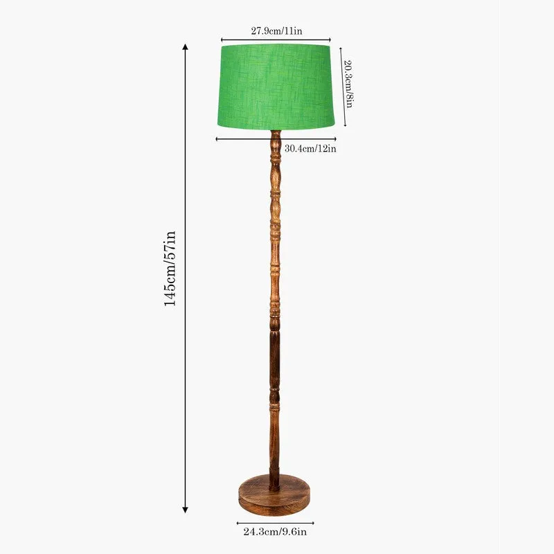 Heritage Turned Wooden Floor Lamp - Green & Brown media 8