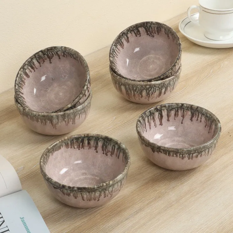 Opaline Snack Bowls (Pink,200 mL Each) - Set Of Six media 1
