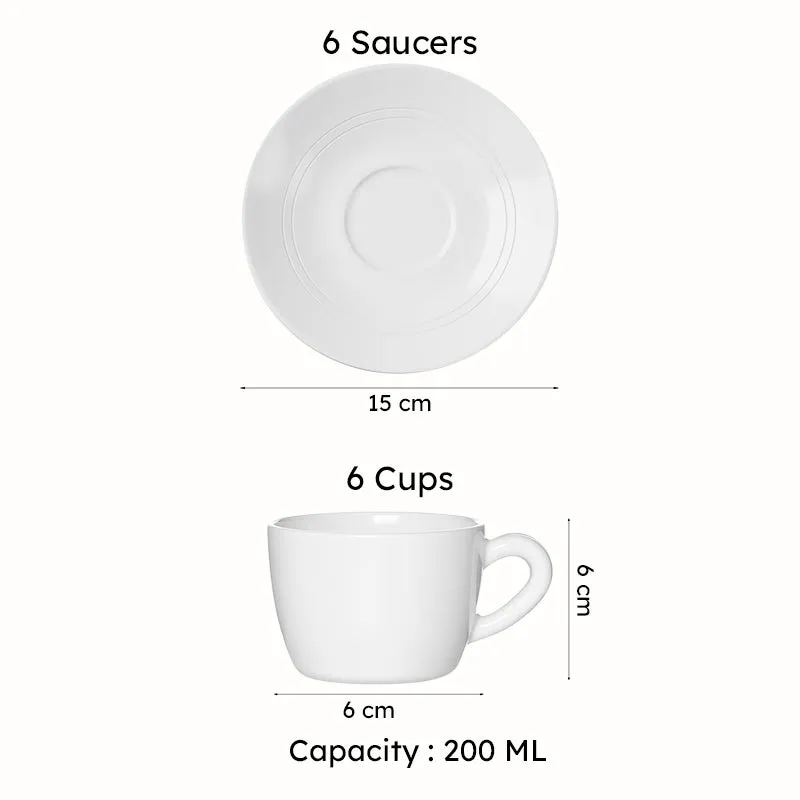 CozySip Porcelain Cup & Saucer (Black/200 mL Each) - Set of Six - 9