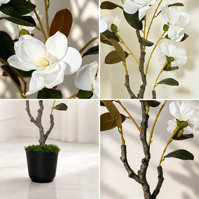 EternaFlora Magnolia Artificial Plant With Black Plastic Pot - 91 cm (3 ft) media 4