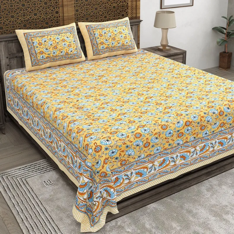 Geora Cotton Bedsheet (Yellow) - 240 TC media 1