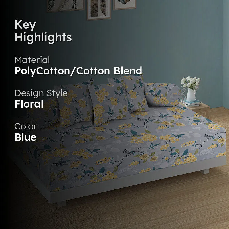 Yellow Flora Diwan Set - Six Piece Set media 2