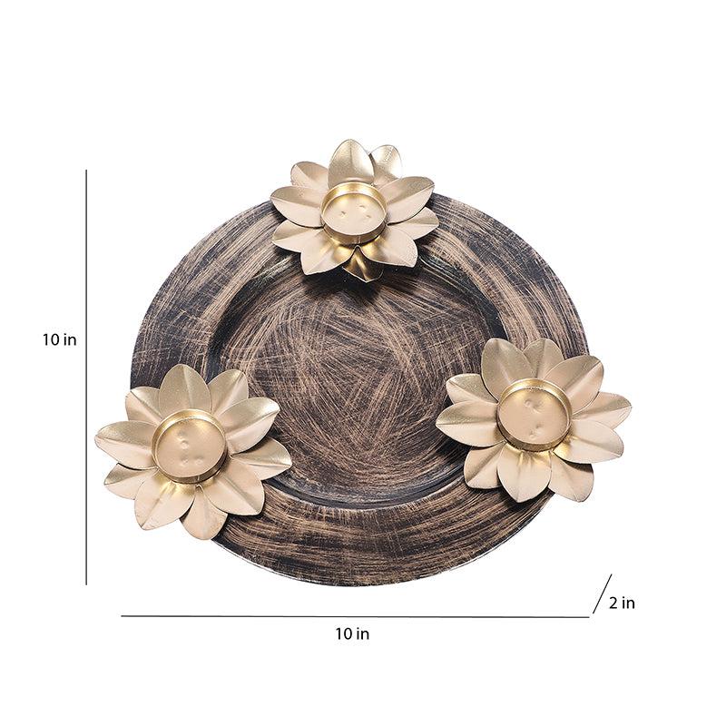 Áine Tealight Candle Holder With Platter (Black & Gold) - Four Piece Set media 6